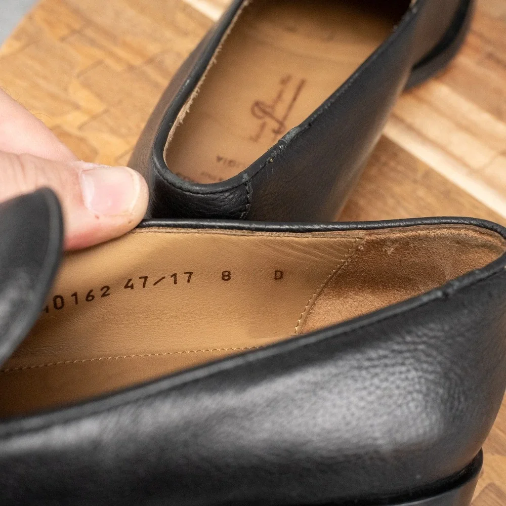 Allen Edmonds Perugia Tassel Loafers Mens Sz 8 Pebbled Black Leather Made Italy